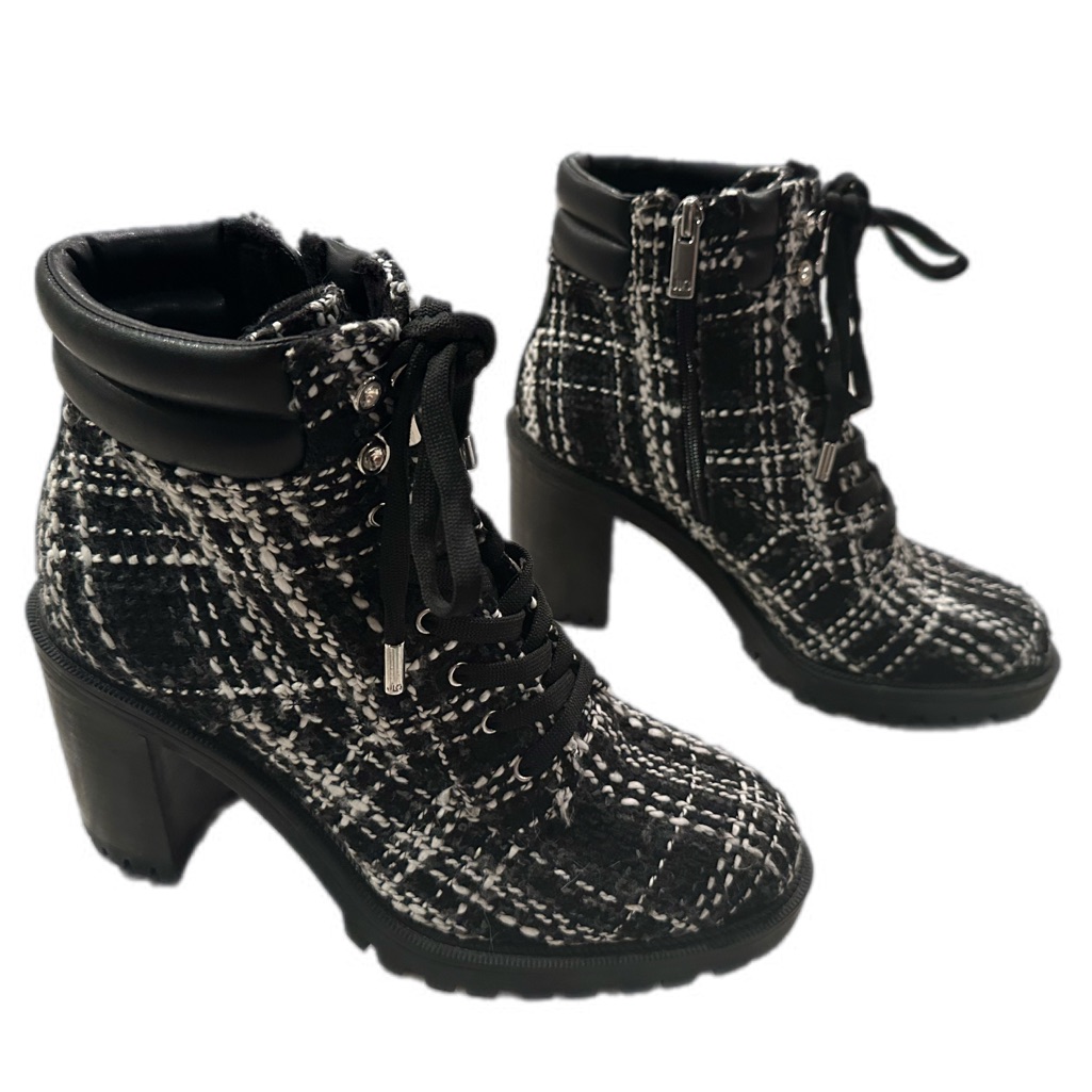Jlo Jennifer Lopez Rigly Platform Boot, Women's Size 9m, Black/White Tweed
